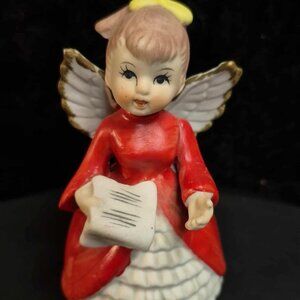 RARE MCM Porcelain Christmas Angel Bell Midcentury Vintage Caroler Figurine